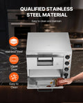 Commercial Pizza Oven Countertop, 16-Inch Double Deck Layers, Stainless Steel Electric Pizza Oven with Stone and Handle, Multipurpose Indoor Pizza Maker for Restaurant Home Pretzels Baked