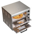 Commercial Pizza Oven Countertop, 16-Inch Double Deck Layers, Stainless Steel Electric Pizza Oven with Stone and Handle, Multipurpose Indoor Pizza Maker for Restaurant Home Pretzels Baked