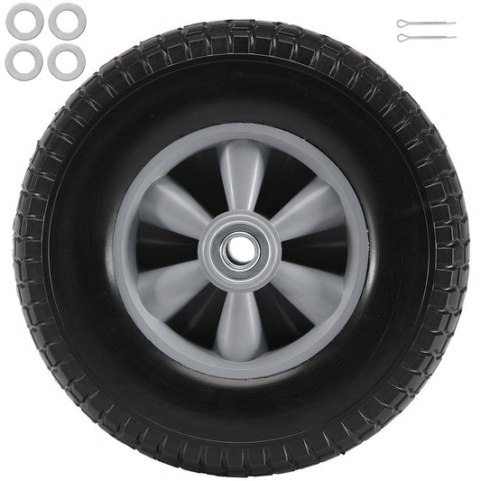 Solid PU Run-Flat Tire Wheel, 254 mm, 2-Pack, 81.6 kg Dynamic Load, 99.8 kg Static Load, Flat Free Tubeless Tires and Wheels for Hand Truck, Utility Cart, Dollies, Garden Trailers, Various Carts