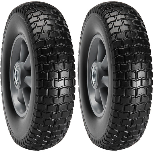 254mm Run-Flat Tire Wheel 2-Pack Solid PU Tubeless Hand Truck