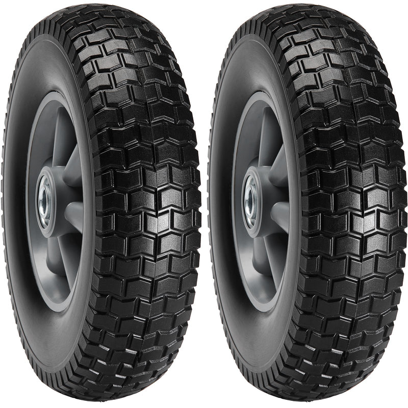 254mm Run-Flat Tire Wheel 2-Pack Solid PU Tubeless Hand Truck