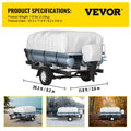 Pontoon Boat Cover 17-20ft 600D Marine Grade Grey Waterproof