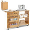 Folding Sewing Table Wood Lockable Wheels Shelves Trays Door