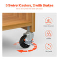 Folding Sewing Table Wood Lockable Wheels Shelves Trays Door