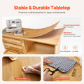Folding Sewing Table Wood Lockable Wheels Shelves Trays Door