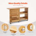 Folding Sewing Table Wood Lockable Wheels Shelves Trays Door