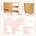 Folding Sewing Table Wood Lockable Wheels Shelves Trays Door