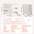 Folding Sewing Table Lockable Wheels Storage Shelves White