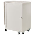 Folding Sewing Table Lockable Wheels Storage Shelves White