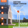 500W 12V Wind Turbine Generator 3-Blade Kit MPPT Controller