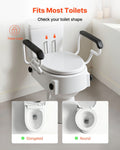 Raised Toilet Seat Arms 136kg Adjustable Height Commode Seat Riser