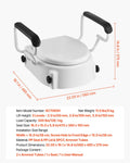 Raised Toilet Seat Arms 136kg Adjustable Height Commode Seat Riser