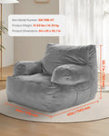 Bean Bag Chair with Armrests Grey High-Density Foam Adult Sofa