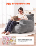Bean Bag Chair with Armrests Grey High-Density Foam Adult Sofa