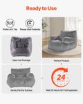 Bean Bag Chair with Armrests Grey High-Density Foam Adult Sofa