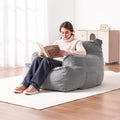 Bean Bag Chair with Armrests Grey High-Density Foam Adult Sofa