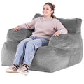 Bean Bag Chair with Armrests Grey High-Density Foam Adult Sofa