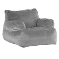 Bean Bag Chair with Armrests Grey High-Density Foam Adult Sofa