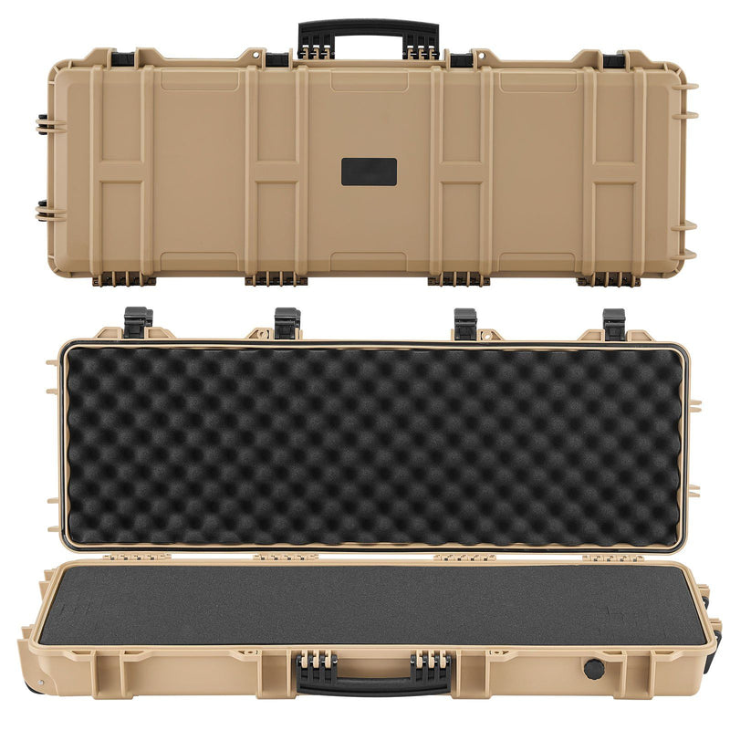 Rifle Case 1016mm Lockable Hard Gun Storage Waterproof Wheels Khaki