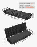 Hard Rifle Case 1270mm Lockable XPE Foam Waterproof Wheels Black