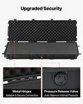 Rifle Case Hard Lockable 1320mm Waterproof Wheels Black