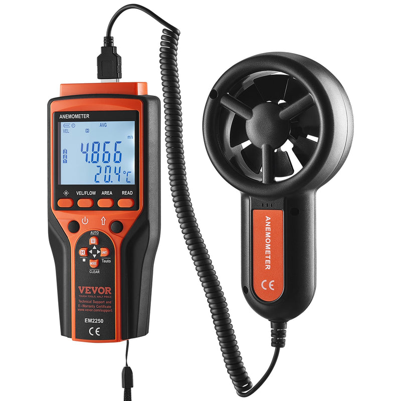 Digital Wind Speed Anemometer CFM Meter with Temperature LED Display