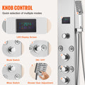 Shower Panel 6 Modes LED Rainfall Waterfall 8 Massage Jets Stainless Steel