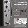 Shower Panel 6 Modes LED Rainfall Waterfall 8 Massage Jets Stainless Steel