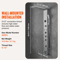 Shower Panel 6 Modes LED Rainfall Waterfall 8 Massage Jets Stainless Steel