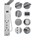 Shower Panel System, 6 Shower Modes, LED & Screen Hydroelectricity Shower Panel Tower, Rainfall, Waterfall, 5 Massage Jets, Tub Spout, Handheld Shower, Stainless Steel Wall-Mounted Shower Set