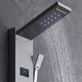 Shower Panel System, 6 Shower Modes, LED & Screen Hydroelectricity Shower Panel Tower, Rainfall, Waterfall, 5 Massage Jets, Tub Spout, Handheld Shower, Stainless Steel Wall-Mounted Shower Set