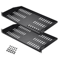 2PCS 1U Server Rack Shelf, 254mm Depth, 22.68kg Max Load Capacity Vented Cantilever or Wall Mount Rack Mount Shelf with Tray, Good Air Circulation for 482.6mm Network Cabinet or Equipment Rack