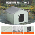 Heated Cat House Outdoor Shelter 600D Oxford Foldable Green