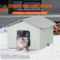Heated Cat House Outdoor Shelter 600D Oxford Foldable Green