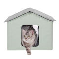 Heated Cat House Outdoor Shelter 600D Oxford Foldable Green