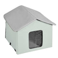 Heated Cat House Outdoor Shelter 600D Oxford Foldable Green