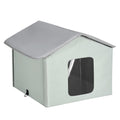 Heated Cat House Outdoor Shelter 600D Oxford Foldable Green