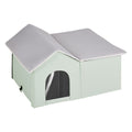 Heated Cat House, Outdoor Kitty Shelter with Adjustable Temperature and Timer, 600D Oxford Cloth Foldable Cat Shelter with Heated Pad for Winter to Stay Warm and Cozy, Green (Large)