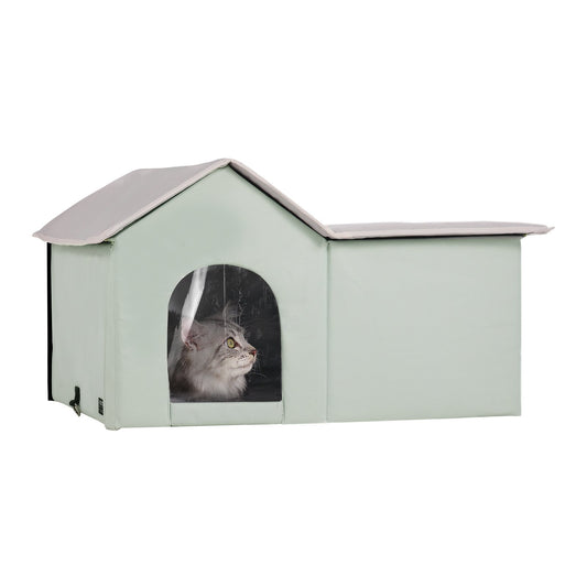 Heated Cat House Outdoor Shelter 600D Oxford Large Green