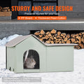 Heated Cat House Outdoor Shelter 600D Oxford Large Green
