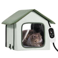 Heated Cat House Outdoor Shelter 600D Oxford Small Green