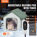 Heated Cat House Outdoor Shelter 600D Oxford Small Green