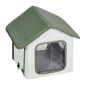 Heated Cat House Outdoor Shelter 600D Oxford Small Green