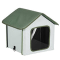 Heated Cat House Outdoor Shelter 600D Oxford Small Green