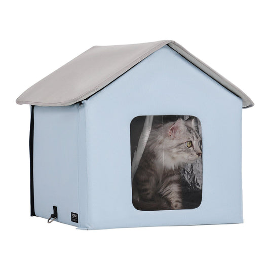 Heated Cat House Outdoor Shelter 600D Oxford Small Blue