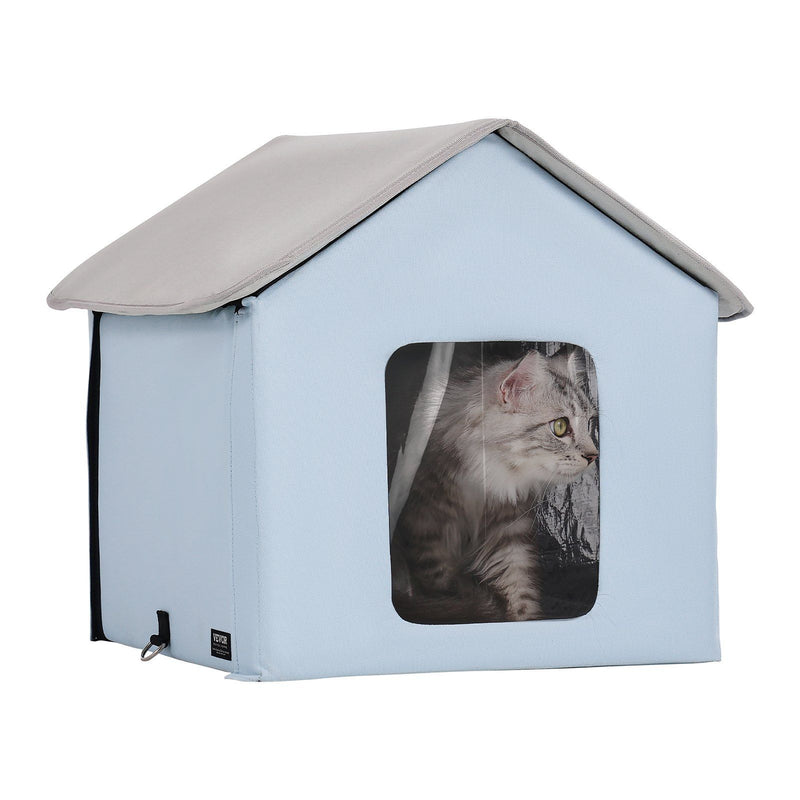 Heated Cat House Outdoor Shelter 600D Oxford Small Blue
