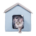 Heated Cat House Outdoor Shelter 600D Oxford Small Blue