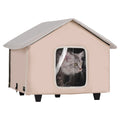 Heated Cat House Outdoor Shelter 600D Oxford Foldable Brown
