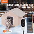 Heated Cat House Outdoor Shelter 600D Oxford Foldable Brown