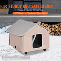 Heated Cat House Outdoor Shelter 600D Oxford Foldable Brown